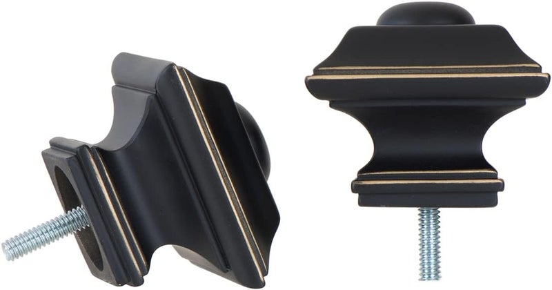 Square Finials for Curtain Rods Color Antique Black